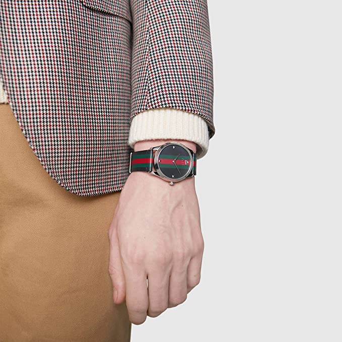 Buy Shop Gucci G Timeless Quartz Black Dial Multicolored Black Leather Strap Watch For Men - YA1264079 USA Online