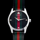 Buy Shop Gucci G Timeless Quartz Black Dial Multicolored Black Leather Strap Watch For Men - YA1264079 USA Online