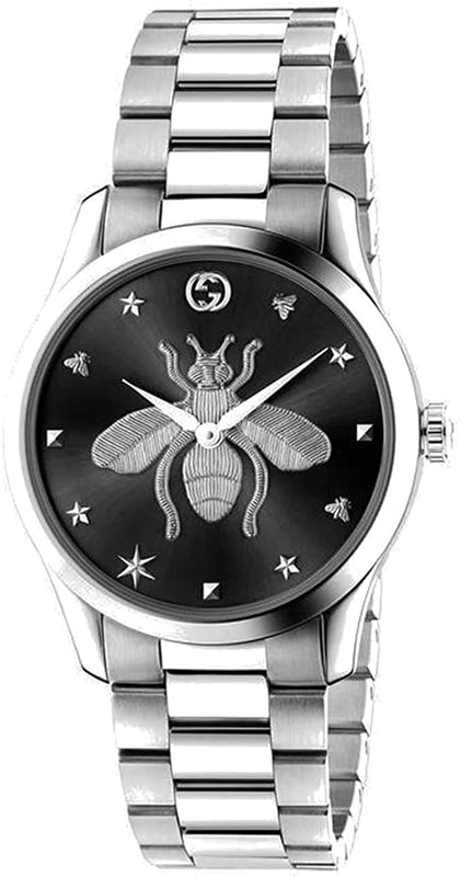 Buy Shop Gucci G Timeless Quartz Black Dial Silver Steel Strap Watch For Women - YA1264136 USA Online