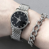 Buy Shop Gucci G Timeless Quartz Black Dial Silver Steel Strap Watch For Women - YA1265020 USA Online