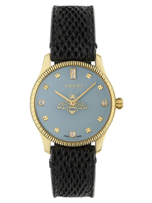 Buy Shop Gucci G Timeless Quartz Blue Dial Black Leather Strap Watch For Men - YA1265018 USA Online