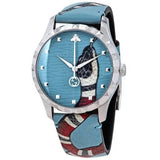 Buy Shop Gucci G Timeless Quartz Blue Dial Blue Leather Strap Watch For Men - YA1264080 USA Online