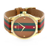 Buy Shop Gucci G Timeless Quartz Brown Dial Brown Leather Strap Unisex Watch - YA1264077 USA Online
