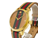 Buy Shop Gucci G Timeless Quartz Brown Dial Brown Leather Strap Unisex Watch - YA1264077 USA Online