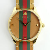 Buy Shop Gucci G Timeless Quartz Brown Dial Brown Leather Strap Unisex Watch - YA1264077 USA Online