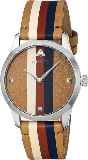 Buy Shop Gucci G Timeless Quartz Brown Dial Brown Leather Strap Watch For Men - YA1264078 USA Online