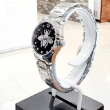Buy Shop Gucci G Timeless Quartz Diamonds Black Dial Silver Steel Strap Watch For Women - YA1265024 USA Online