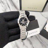 Buy Shop Gucci G Timeless Quartz Diamonds Black Dial Silver Steel Strap Watch For Women - YA1265024 USA Online