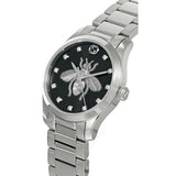 Buy Shop Gucci G Timeless Quartz Diamonds Black Dial Silver Steel Strap Watch For Women - YA1265024 USA Online