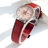 Buy Shop Gucci G Timeless Quartz Diamonds Pink Dial Red Leather Strap Watch For Women - YA1265017 USA Online