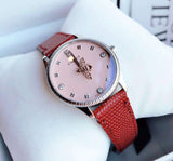Buy Shop Gucci G Timeless Quartz Diamonds Pink Dial Red Leather Strap Watch For Women - YA1265017 USA Online