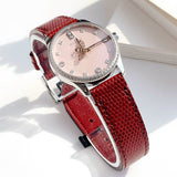 Buy Shop Gucci G Timeless Quartz Diamonds Pink Dial Red Leather Strap Watch For Women - YA1265017 USA Online