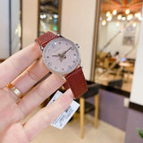 Buy Shop Gucci G Timeless Quartz Diamonds Pink Dial Red Leather Strap Watch For Women - YA1265017 USA Online