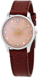 Buy Shop Gucci G Timeless Quartz Diamonds Pink Dial Red Leather Strap Watch For Women - YA1265017 USA Online