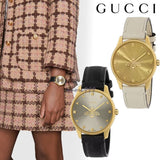 Buy Shop Gucci G Timeless Quartz Gold Dial Beige Leather Strap Watch For Women - YA1264180 USA Online