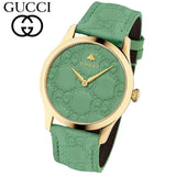 Buy Shop Gucci G Timeless Quartz Green Dial Green Leather Strap Watch For Women - YA1264099 USA Online
