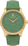 Buy Shop Gucci G Timeless Quartz Green Dial Green Leather Strap Watch For Women - YA1264099 USA Online