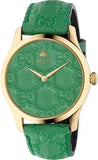 Buy Shop Gucci G Timeless Quartz Green Dial Green Leather Strap Watch For Women - YA1264099 USA Online