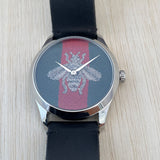 Buy Shop Gucci G Timeless Quartz Green & Red Dial Black Leather Strap Watch For Men - YA1264149 USA Online