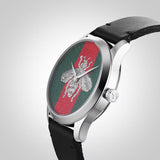 Buy Shop Gucci G Timeless Quartz Green & Red Dial Black Leather Strap Watch For Men - YA1264149 USA Online