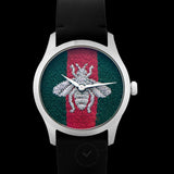 Buy Shop Gucci G Timeless Quartz Green & Red Dial Black Leather Strap Watch For Men - YA1264149 USA Online