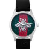 Buy Shop Gucci G Timeless Quartz Green & Red Dial Black Leather Strap Watch For Men - YA1264149 USA Online