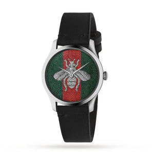 Buy Shop Gucci G Timeless Quartz Green & Red Dial Black Leather Strap Watch For Men - YA1264149 USA Online