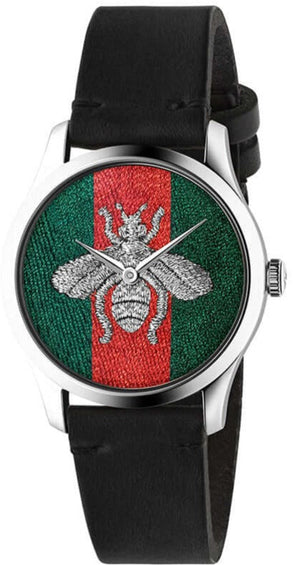Buy Shop Gucci G Timeless Quartz Green & Red Dial Black Leather Strap Watch For Men - YA1264149 USA Online