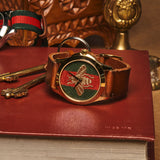 Buy Shop Gucci G Timeless Quartz Green & Red Dial Brown Leather Strap Watch For Men - YA126451 USA Online