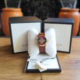Buy Shop Gucci G Timeless Quartz Green & Red Dial Brown Leather Strap Watch For Men - YA126451 USA Online