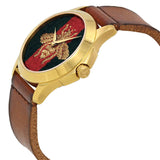 Buy Shop Gucci G Timeless Quartz Green & Red Dial Brown Leather Strap Watch For Men - YA126451 USA Online