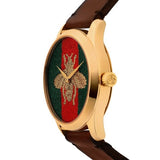 Buy Shop Gucci G Timeless Quartz Green & Red Dial Brown Leather Strap Watch For Men - YA126451 USA Online