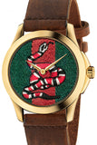 Buy Shop Gucci G Timeless Quartz Green & Red Dial Brown Leather Strap Watch For Men - YA126451 USA Online