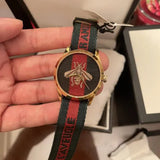 Buy Shop Gucci G Timeless Quartz Green & Red Dial Green & Red NATO Strap Watch For Men - YA126487A USA Online