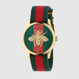 Buy Shop Gucci G Timeless Quartz Green & Red Dial Green & Red NATO Strap Watch For Men - YA126487A USA Online