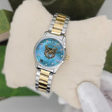 Buy Shop Gucci G Timeless Quartz Mother of Pearl Blue Dial Two Tone Steel Strap Watch For Women - YA1265011 USA Online