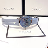 Buy Shop Gucci G Timeless Quartz Mother of Pearl Dial Blue Leather Strap Watch For Women - YA1264124 USA Online