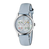 Buy Shop Gucci G Timeless Quartz Mother of Pearl Dial Blue Leather Strap Watch For Women - YA1264124 USA Online