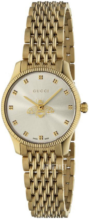 Buy Shop Gucci G Timeless Quartz Mother of Pearl Dial Gold Steel Strap Watch For Women - YA1265021 USA Online