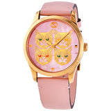 Buy Shop Gucci G Timeless Quartz Mother of Pearl Dial Pink Leather Strap Watch For Women - YA1264132 USA Online