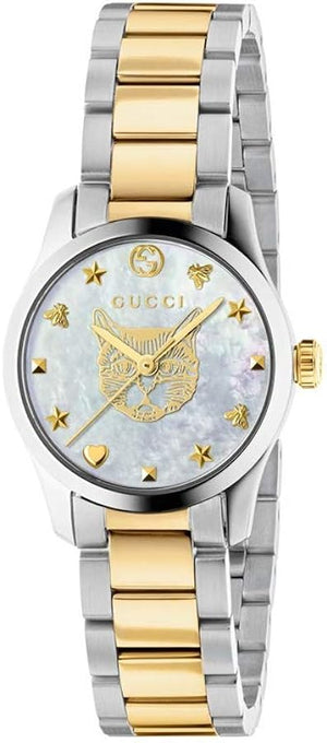 Buy Shop Gucci G Timeless Quartz Mother of Pearl Dial Two Tone Steel Strap Watch For Women - YA1265012 USA Online