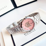 Buy Shop Gucci G Timeless Quartz Mother of Pearl Pink Dial Silver Steel Strap Watch for Women - YA1264166 USA Online