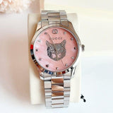 Buy Shop Gucci G Timeless Quartz Mother of Pearl Pink Dial Silver Steel Strap Watch for Women - YA1264166 USA Online