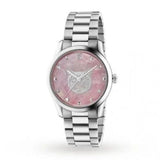 Buy Shop Gucci G Timeless Quartz Mother of Pearl Pink Dial Silver Steel Strap Watch for Women - YA1264166 USA Online