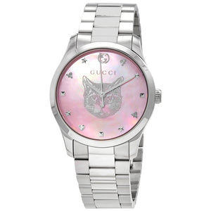 Buy Shop Gucci G Timeless Quartz Mother of Pearl Pink Dial Silver Steel Strap Watch for Women - YA1264166 USA Online