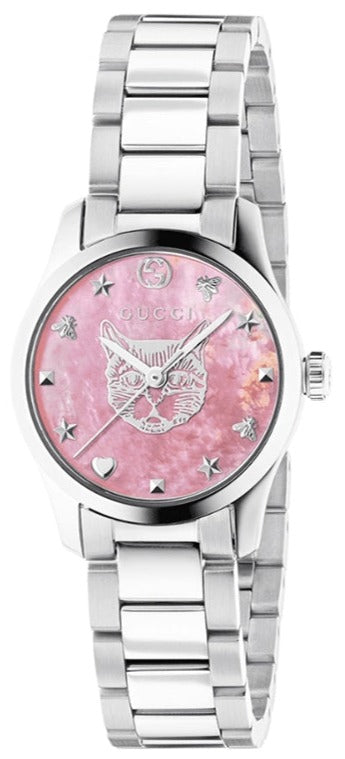 Buy Shop Gucci G Timeless Quartz Mother of Pearl Pink Dial Silver Steel Strap Watch For Women - YA1265013 USA Online