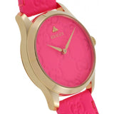 Buy Shop Gucci G Timeless Quartz Pink Dial Pink Leather Strap Watch For Women - YA1264115 USA Online
