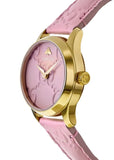 Buy Shop Gucci G Timeless Quartz Pink Dial Pink Leather Strap Watch For Women - YA1265005 USA Online