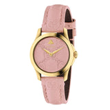 Buy Shop Gucci G Timeless Quartz Pink Dial Pink Leather Strap Watch For Women - YA1265005 USA Online