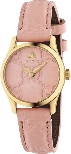 Buy Shop Gucci G Timeless Quartz Pink Dial Pink Leather Strap Watch For Women - YA1265005 USA Online